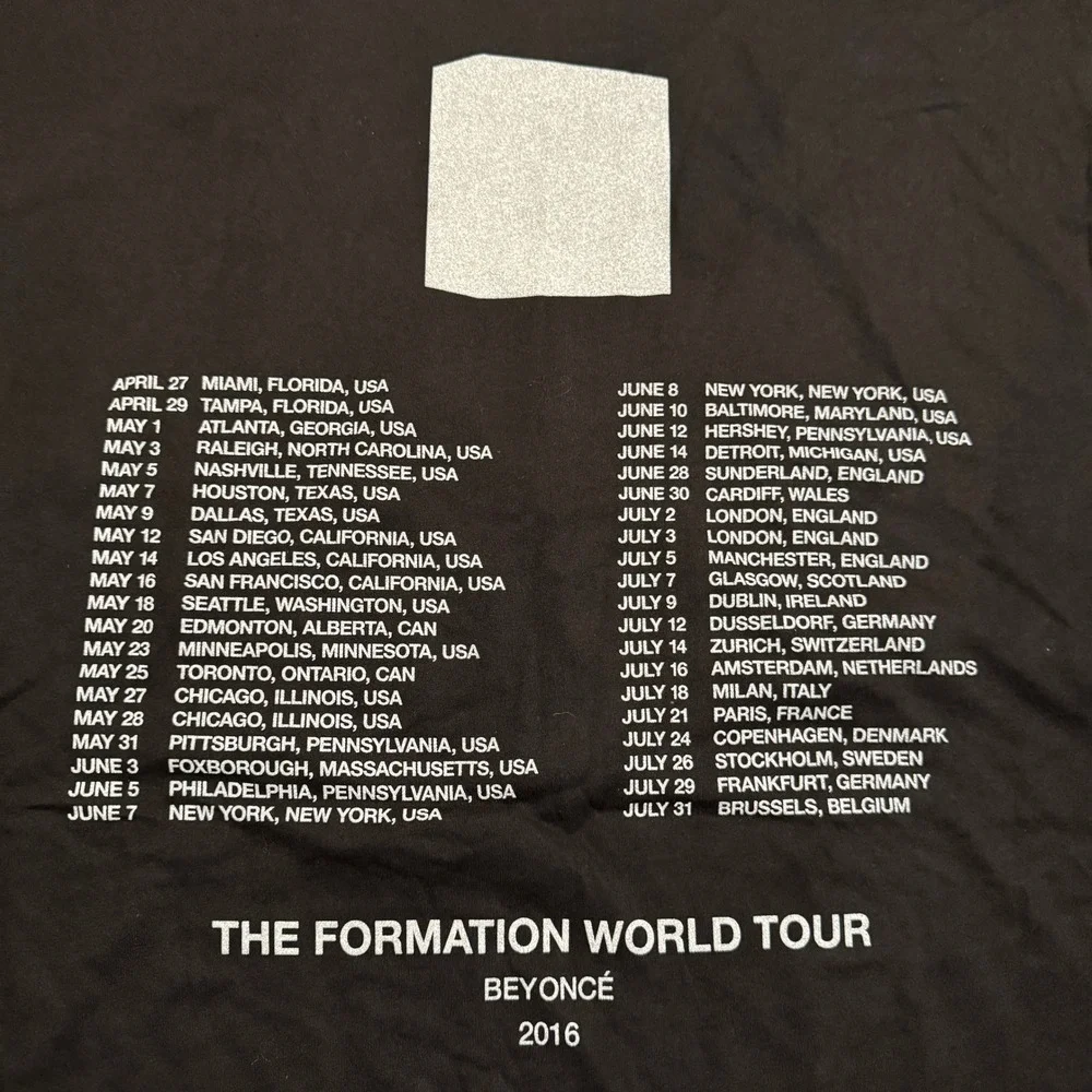 NWOT Beyonce Concert Shirt Mens XL Short Sleeve The Formation World Tour 2016